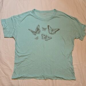 Medium American Eagle butterfly graphic tee in turquoise